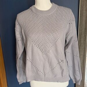 Marine Layer Light Gray Chevron Knit Crewneck Sweater
